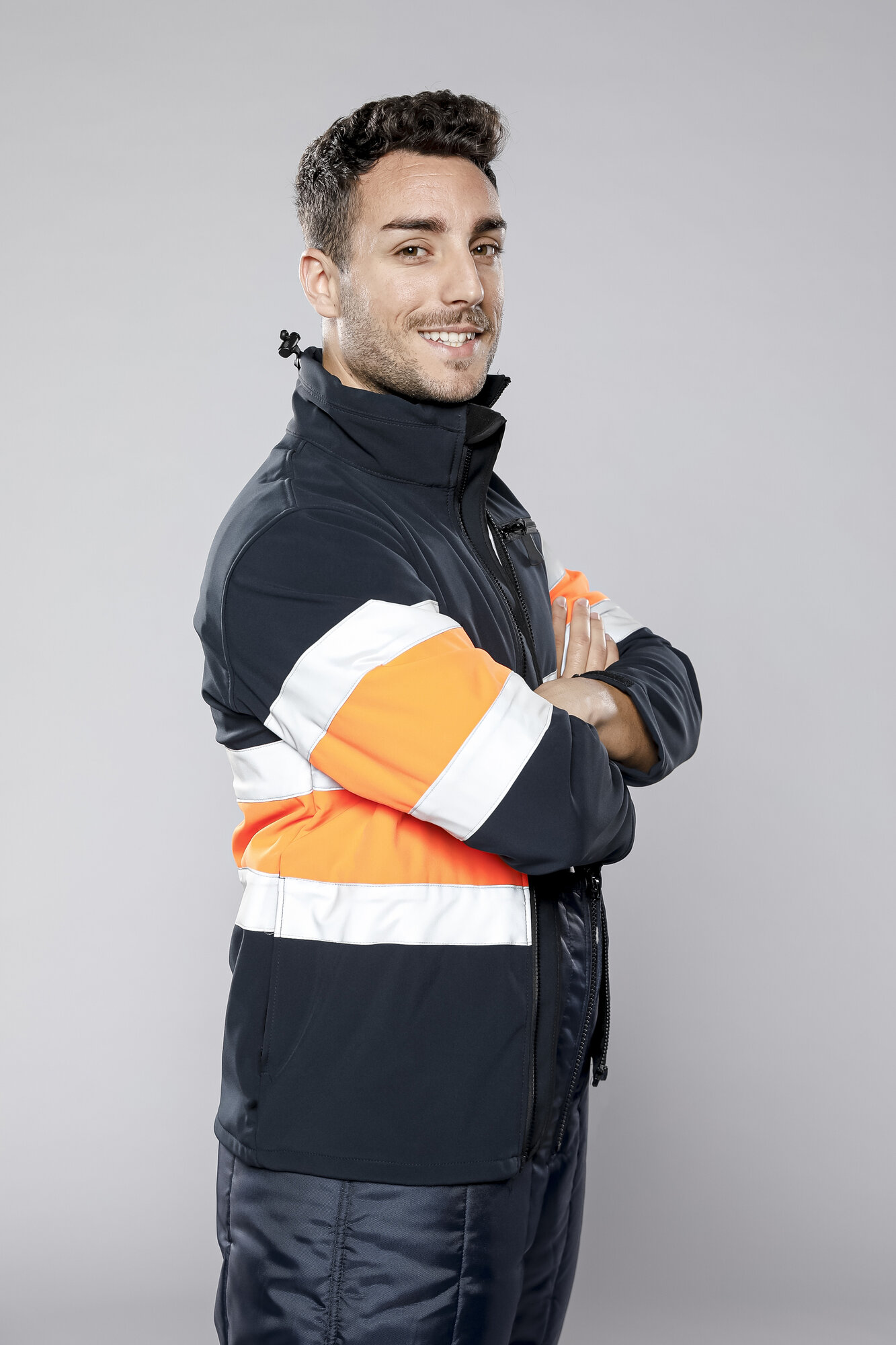 Lacivert-Turuncu Reflektörlü Softshell Mont - GOV-REF-021